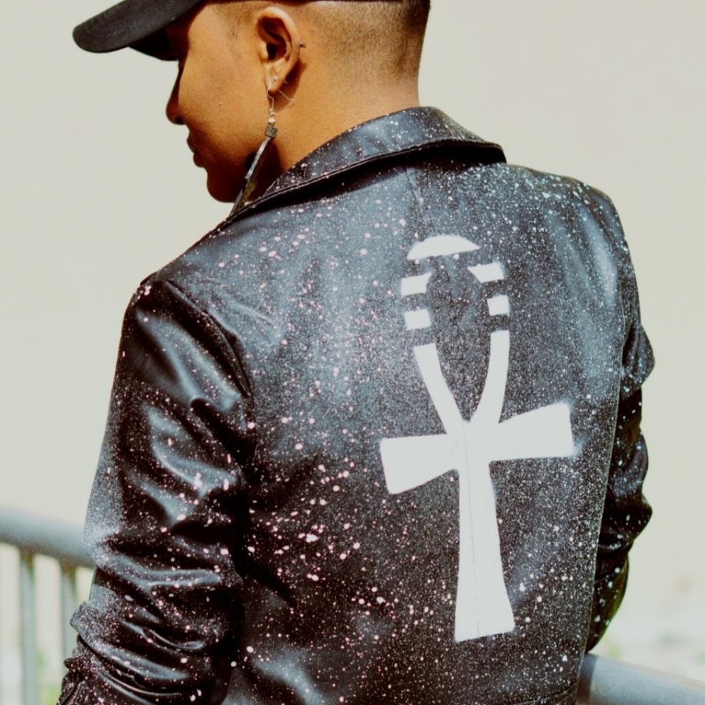 In X Out Apparel - Ankh Galaxy Black Biker Jacket